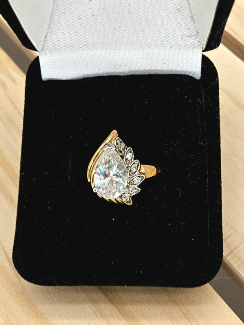 14k Gold Filled with Large Pear-Shaped Cubic Zirconia